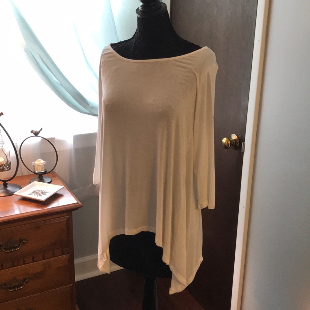 3/4 sleeve handkerchief hem tunic